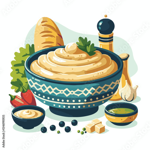 food, eggplant, cuisine, arabic, traditional, appetizer, vegetarian, dip, hummus, babaganoush, turkish, lebanese, vegetable, mediterranean, ganoush, parsley, healthy, snack, arabian, greek, baba, back