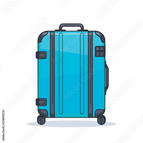Blue travel suitcase with wheels and handle for vacation and business trips.