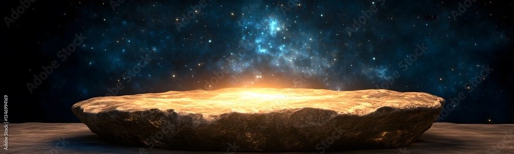 A podium crafted from a fallen meteorite, pulsating with extraterrestrial energy.