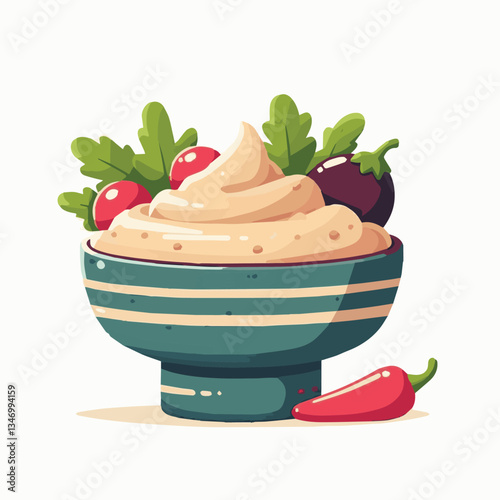 food, eggplant, cuisine, arabic, traditional, appetizer, vegetarian, dip, hummus, babaganoush, turkish, lebanese, vegetable, mediterranean, ganoush, parsley, healthy, snack, arabian, greek, baba, back
