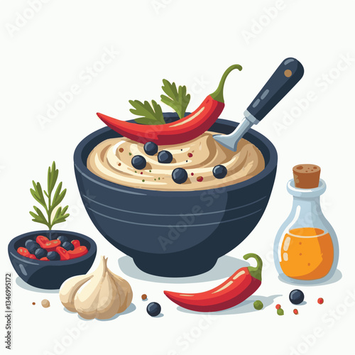 food, eggplant, cuisine, arabic, traditional, appetizer, vegetarian, dip, hummus, babaganoush, turkish, lebanese, vegetable, mediterranean, ganoush, parsley, healthy, snack, arabian, greek, baba, back