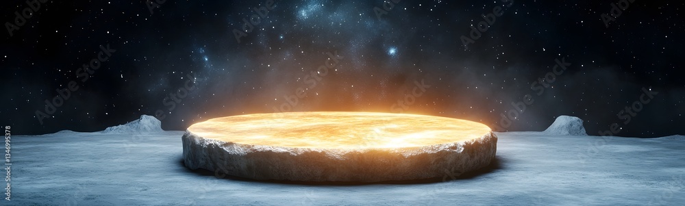 A podium crafted from a fallen meteorite, pulsating with extraterrestrial energy.