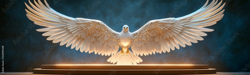 A podium shaped like massive eagle wings, symbolizing power and victory.