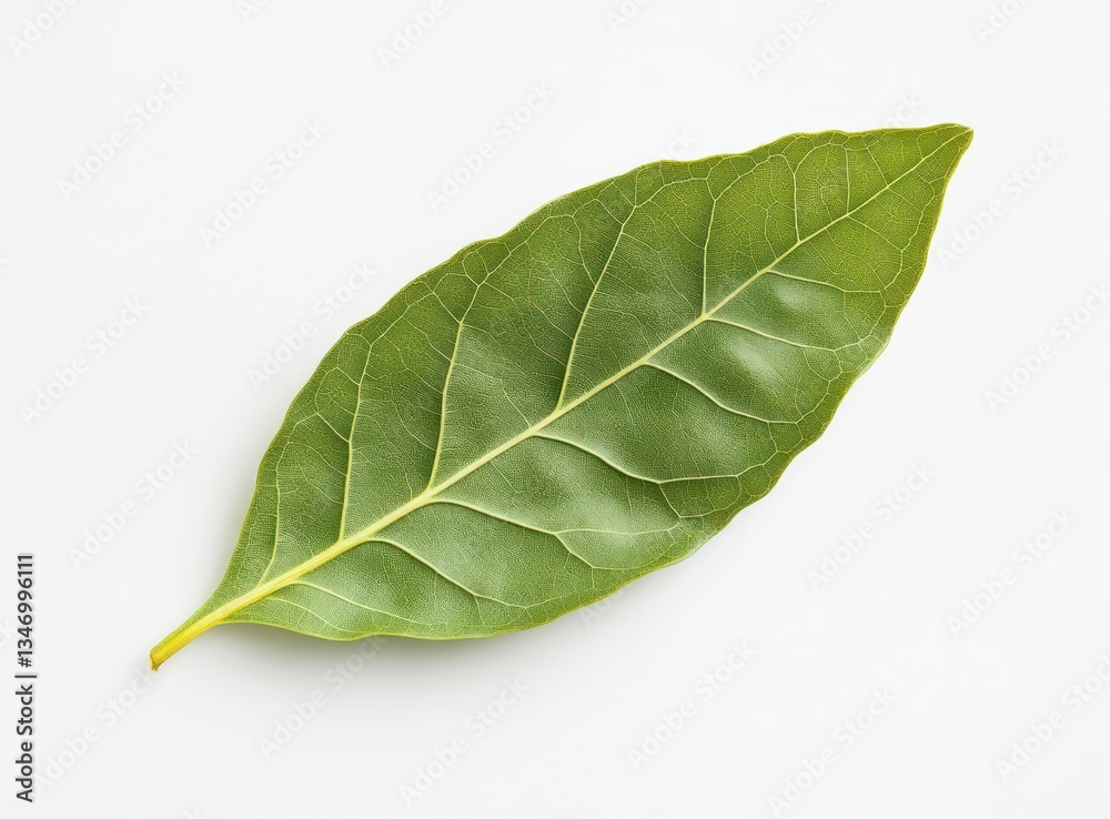 Obraz premium Isolated Bay Leaf Close-up on White Background Food Seasoning Herb