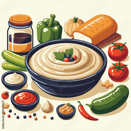 food, eggplant, cuisine, arabic, traditional, appetizer, vegetarian, dip, hummus, babaganoush, turkish, lebanese, vegetable, mediterranean, ganoush, parsley, healthy, snack, arabian, greek, baba, back