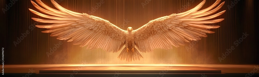 A podium shaped like massive eagle wings, symbolizing power and victory.