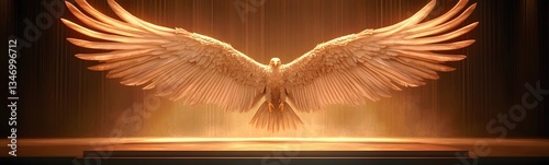 Obraz na płótnie A podium shaped like massive eagle wings, symbolizing power and victory. w salonie