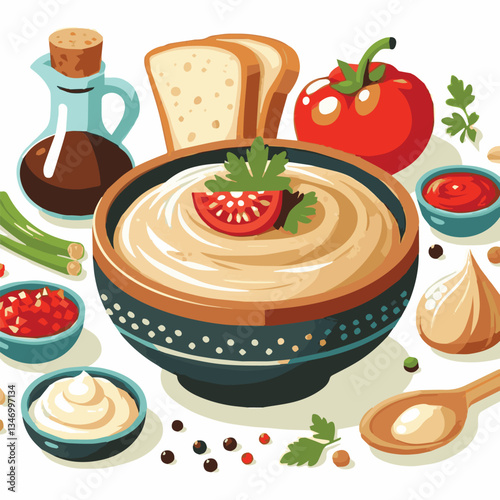 food, eggplant, cuisine, arabic, traditional, appetizer, vegetarian, dip, hummus, babaganoush, turkish, lebanese, vegetable, mediterranean, ganoush, parsley, healthy, snack, arabian, greek, baba, back