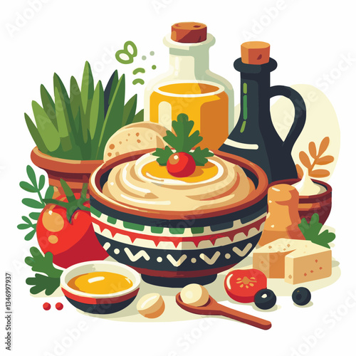 food, eggplant, cuisine, arabic, traditional, appetizer, vegetarian, dip, hummus, babaganoush, turkish, lebanese, vegetable, mediterranean, ganoush, parsley, healthy, snack, arabian, greek, baba, back
