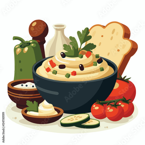 food, eggplant, cuisine, arabic, traditional, appetizer, vegetarian, dip, hummus, babaganoush, turkish, lebanese, vegetable, mediterranean, ganoush, parsley, healthy, snack, arabian, greek, baba, back