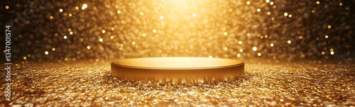 Obraz na płótnie A podium emerging from a pool of molten gold, shining brilliantly. w salonie