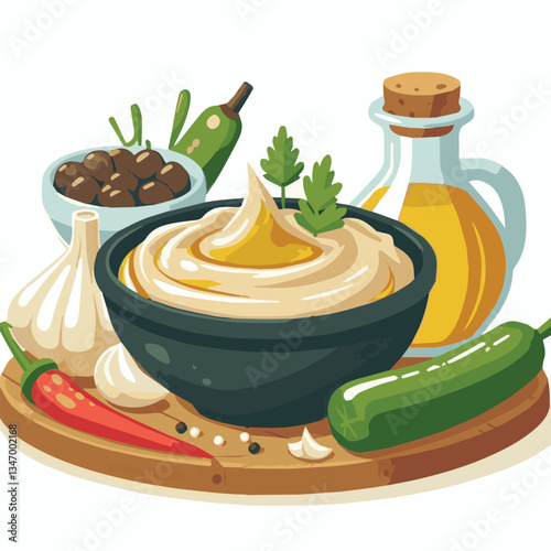 food, eggplant, cuisine, arabic, traditional, appetizer, vegetarian, dip, hummus, babaganoush, turkish, lebanese, vegetable, mediterranean, ganoush, parsley, healthy, snack, arabian, greek, baba, back