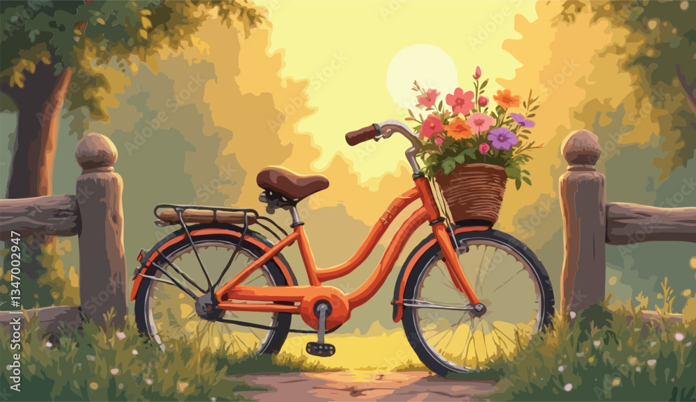 Fototapeta premium A Bicycle Ride into Sunset