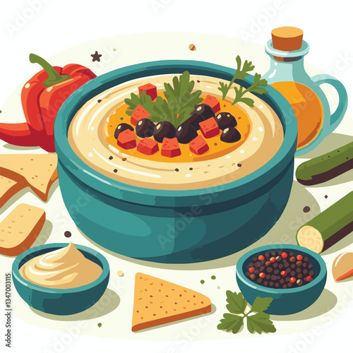 food, eggplant, cuisine, arabic, traditional, appetizer, vegetarian, dip, hummus, babaganoush, turkish, lebanese, vegetable, mediterranean, ganoush, parsley, healthy, snack, arabian, greek, baba, back