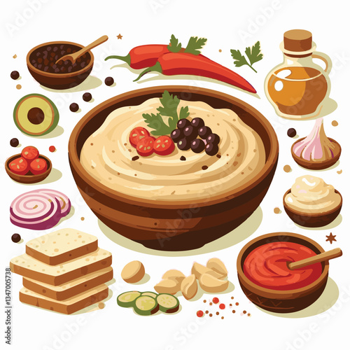 food, eggplant, cuisine, arabic, traditional, appetizer, vegetarian, dip, hummus, babaganoush, turkish, lebanese, vegetable, mediterranean, ganoush, parsley, healthy, snack, arabian, greek, baba, back