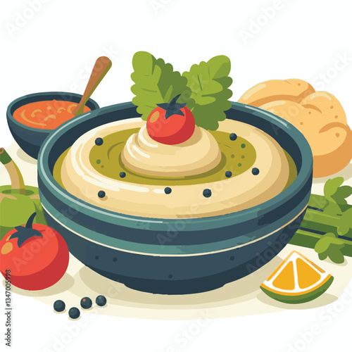 food, eggplant, cuisine, arabic, traditional, appetizer, vegetarian, dip, hummus, babaganoush, turkish, lebanese, vegetable, mediterranean, ganoush, parsley, healthy, snack, arabian, greek, baba, back