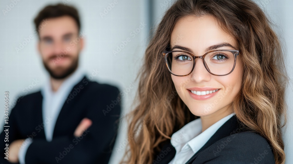 Portrait of professional business people standing confidently in an office Portrait of professional business people standing confidently in an office