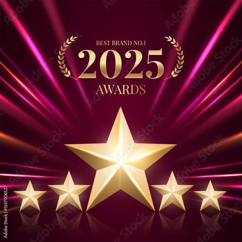 Best company of the year award with spotlight background. Best Award gold laurel wreath badge logo design tree star vector illustration isolated on different backgrounds. 