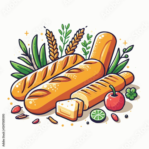 baguette, food, bread, bakery, breakfast, french, bun, meal, fresh, pastry, loaf, wheat, healthy, crust, tasty, nutrition, brown, isolated, flour, bake, organic, background, traditional, delicious, ce