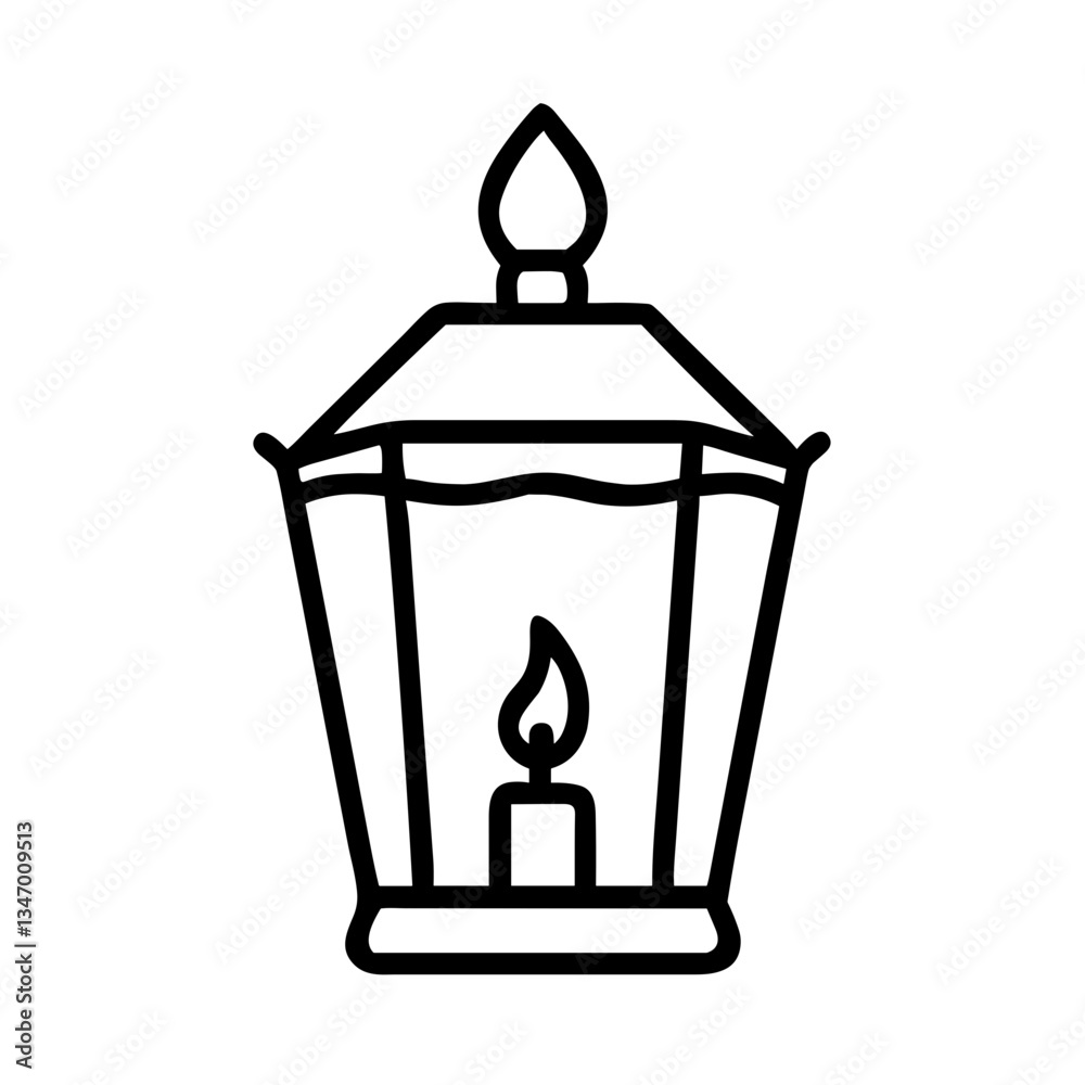 Simple Line Art Lantern with Candle for Cozy Decor Simple Line Art Lantern with Candle for Cozy Decor