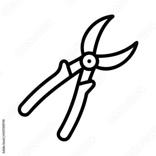 Pruning Shears Icon in Minimalist Style on White Background  