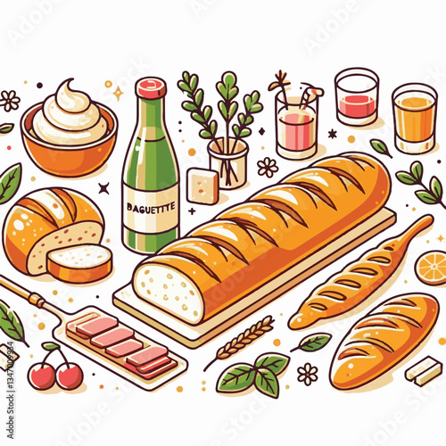 baguette, food, bread, bakery, breakfast, french, bun, meal, fresh, pastry, loaf, wheat, healthy, crust, tasty, nutrition, brown, isolated, flour, bake, organic, background, traditional, delicious, ce