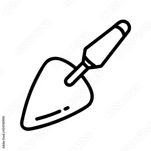 Gardening Trowel Icon in Minimalist Style Against White Background  