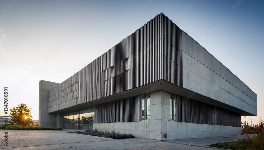 Brutalist architecture of a concrete building; a strong concrete building with heavy lines and blocks; perspective view of a large concrete structure; the brutalist; architectural design; style Brutalist architecture of a concrete building; a strong concrete building with heavy lines and blocks; perspective view of a large concrete structure; the brutalist; architectural design; style