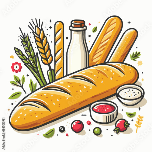 baguette, food, bread, bakery, breakfast, french, bun, meal, fresh, pastry, loaf, wheat, healthy, crust, tasty, nutrition, brown, isolated, flour, bake, organic, background, traditional, delicious, ce