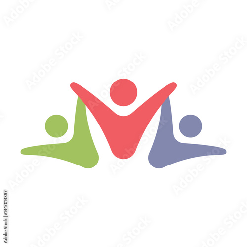People logo icon, team of community group connection symbol for graphic design illustration