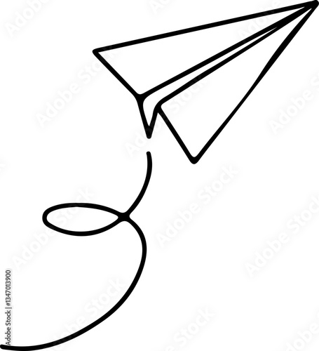 Doodle images of a paper airplane in flight