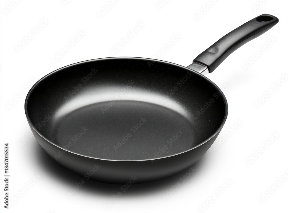 Black Nonstick Frying Pan with Handle on White Background for Cooking Black Nonstick Frying Pan with Handle on White Background for Cooking