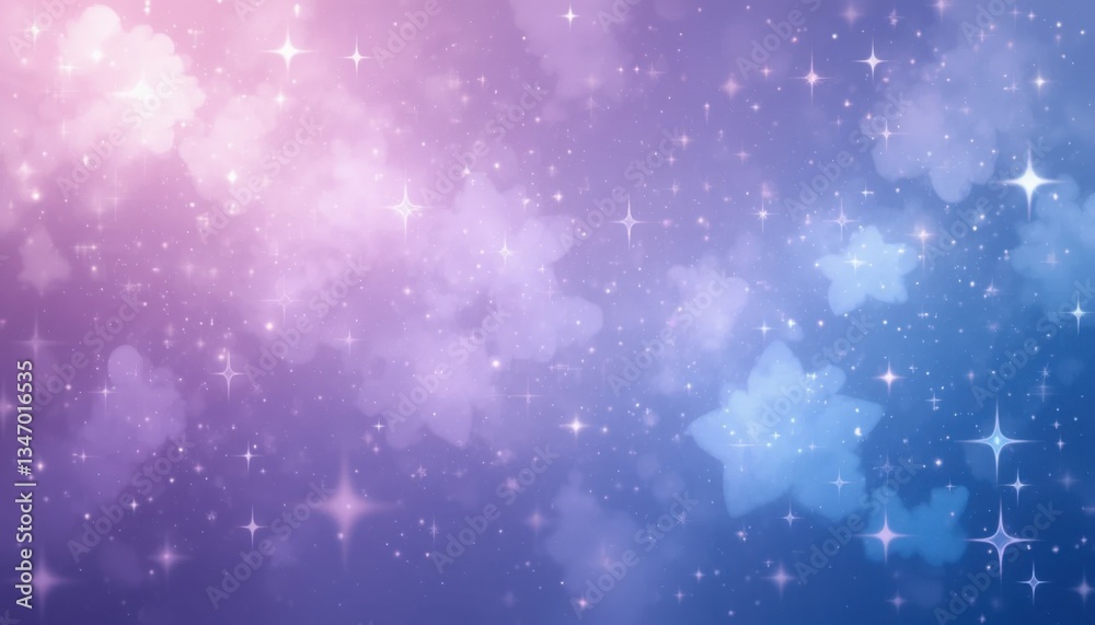 Fototapeta premium Stylized Starry Background with Soft Glows and Light Bursts in Lavender and Blue - Dreamy Digital Art Creation
