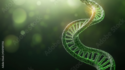 A green DNA helix surrounded by molecular diagrams, illuminated by a neon green futuristic glow, symbolizing advanced biotechnology.