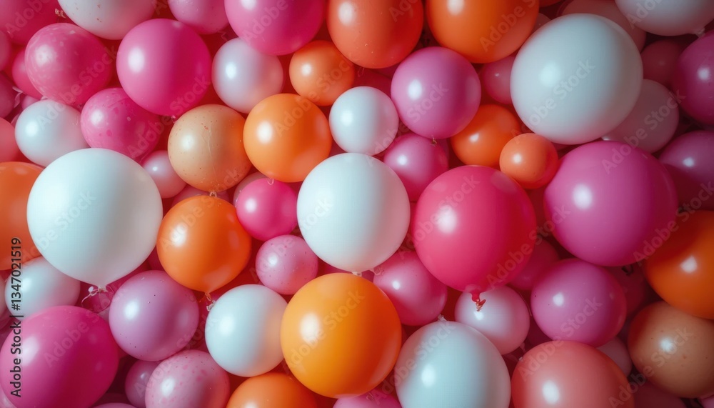 custom made wallpaper toronto digitalVibrant Balloon Backdrop for Celebrations, Hot Pink and Orange, Party Decor, Lively Environment, Close-Up View, Festive Concept