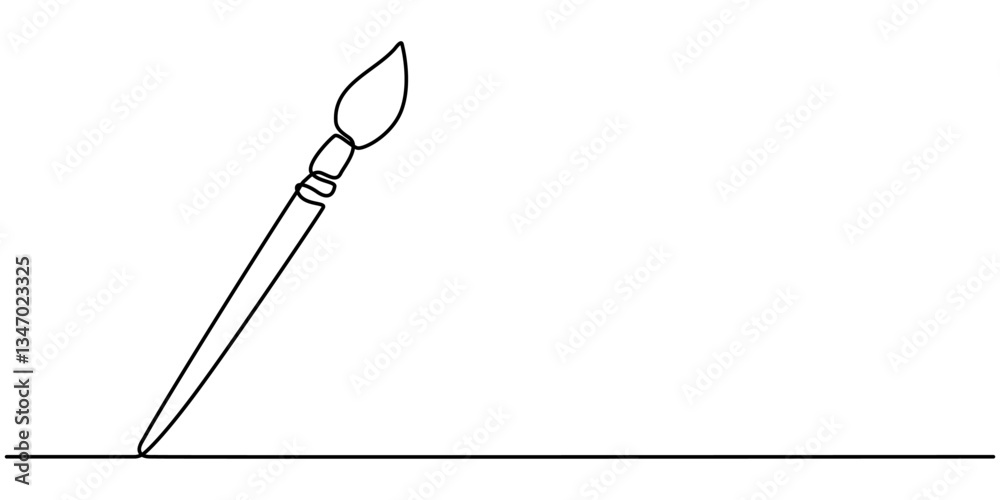 Paint brushes continuous one line drawing. Isolated on white background vector, Continuous one line drawing vector illustration, brush and painting palette one line drawing vector illustration. Paint brushes continuous one line drawing. Isolated on white background vector, Continuous one line drawing vector illustration, brush and painting palette one line drawing vector illustration.