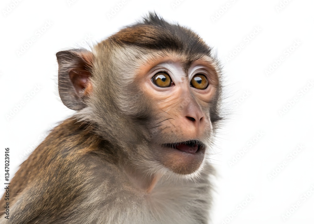 Close-up of Mixed-Breed monkey with white background Close-up of Mixed-Breed monkey with white background