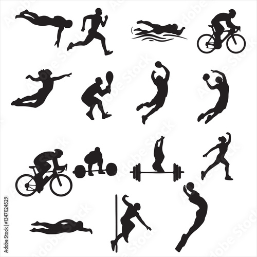 set vector various summer Olympic  silhouettes