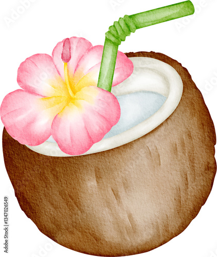 watercolor coconut