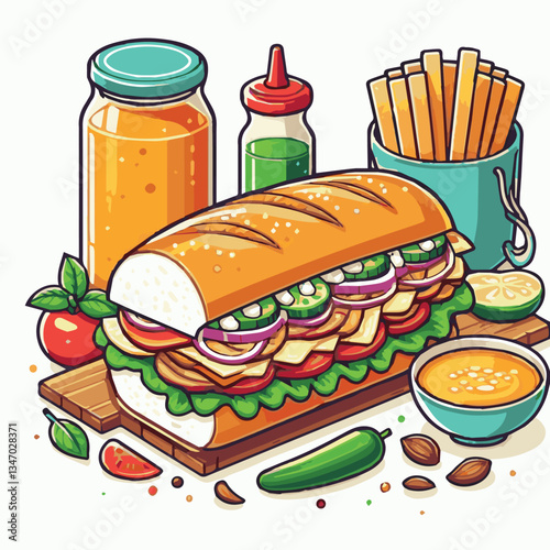 bread, baguette, meal, meat, fresh, food, background, cucumber, carrot, lunch, cuisine, coriander, sandwich, asian, traditional, vietnamese, pork, vietnam, sliced, closeup, cilantro, vegetable, street