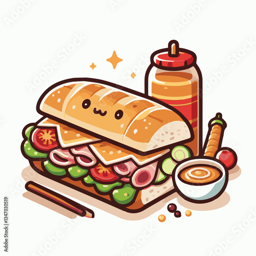 bread, baguette, meal, meat, fresh, food, background, cucumber, carrot, lunch, cuisine, coriander, sandwich, asian, traditional, vietnamese, pork, vietnam, sliced, closeup, cilantro, vegetable, street