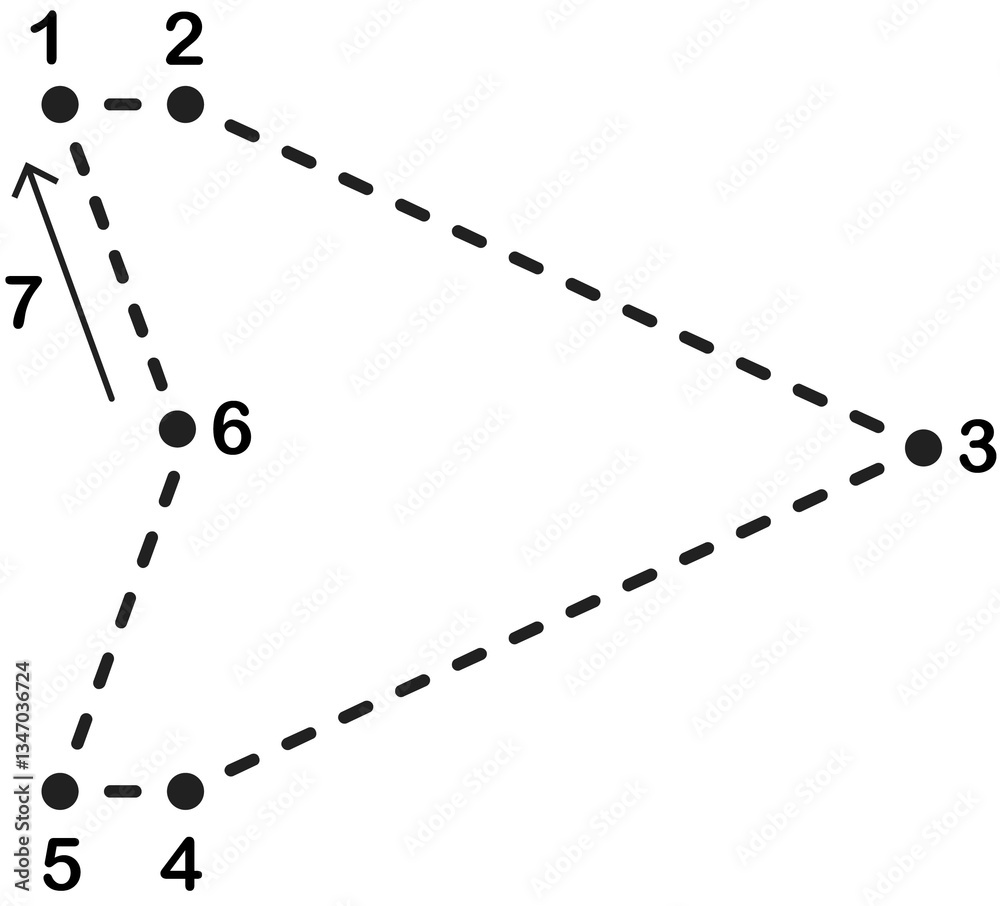 Dotted arrow tracing with number. Dotted arrow tracing with number.