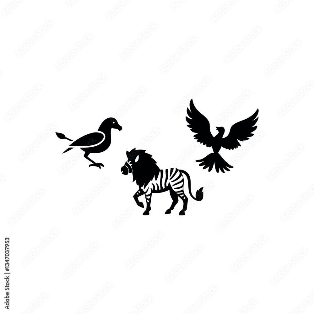 Obraz premium Black silhouette animal vector set
