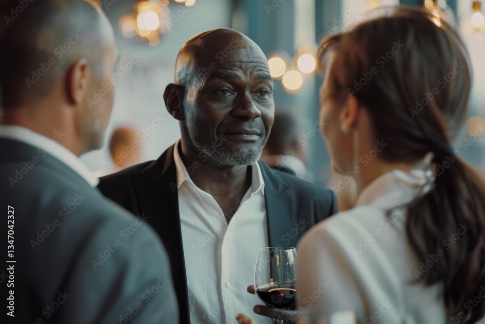 View of diverse businesspeople at a networking event having conversation