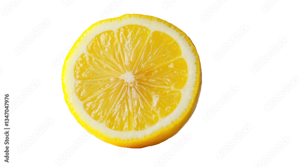 Bright and juicy lemon slice ready for culinary use or refreshing drinks. Bright and juicy lemon slice ready for culinary use or refreshing drinks.