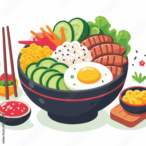 bibimbap, asian, cuisine, meal, healthy, delicious, food, rice, gourmet, korean food, vegetable, cooking, dinner, fresh, colorful, bowl, lunch, traditional, dish, egg, beef, spicy, korean, carrot, mea