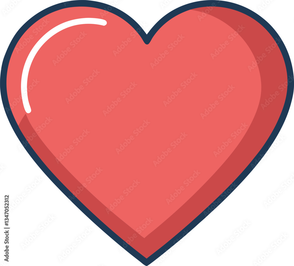 Glossy Red Heart Icon with Bold Outline, A glossy red heart icon with a bold outline, representing love, affection, and passion.
Glossy Red Heart Icon with Bold Outline, A glossy red heart icon with a bold outline, representing love, affection, and passion.