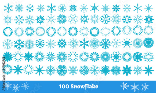 Snowflake set, snow flakes, particle, ice, winter, christmas, crystal