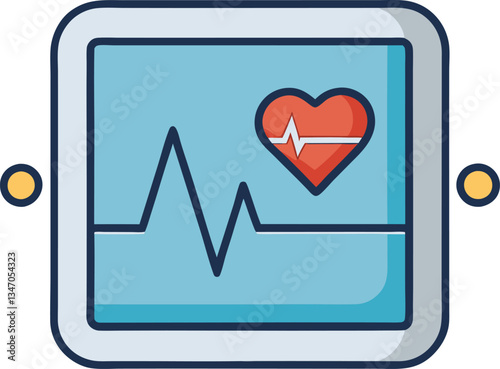 Smartwatch with Heartbeat and Health Monitor, A smartwatch displaying a heartbeat symbol and pulse line, representing health monitoring and fitness technology.
