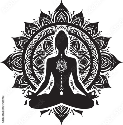 Zen Mandala Meditation | Yoga Spiritual Silhouette"